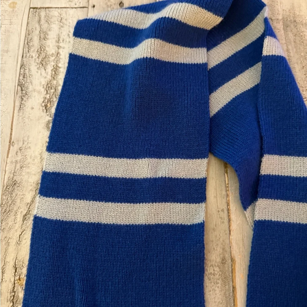 Blue and Gray Harry Potter Striped Scarf with Crest